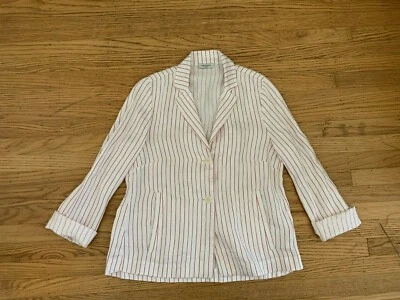 ROSSO35 Italy designer  Womens sz 44  Linen pin-striped blazer jacket - Image 1 of 4