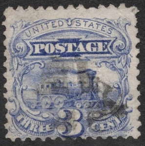 Sn:US #114 1869 3 cent US STAMP Locomotive Baldwin 4-4-0 National Bank Note Co. - Picture 1 of 2