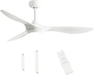 White Ceiling Fan with Light 3 Changeable Light Colors Dimmable LED and 3 Adjust - Picture 1 of 9