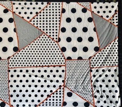 VTG  Polka Dot Geometric Patch Lycra Poly Knit Four Way Stretch 66” X 2 yds - Image 1 of 4