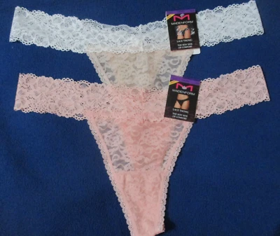 MAIDENFORM 2 对 9 2XL 性感侧面舒适 DMESLT IVORY TAN 粉色内裤 — 第 1/4 张图片