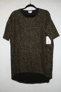 Nueva con etiquetas Camiseta Lularoe Talla M Negra con Rayas de Oro Metálico Irma Nailon Brillo - Imagen 1 de 4
