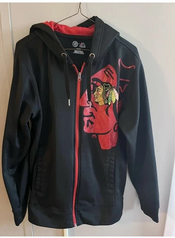 NHL Chicago Blackhawks Full Zip Up Hoodie Jacket size small mens Cover