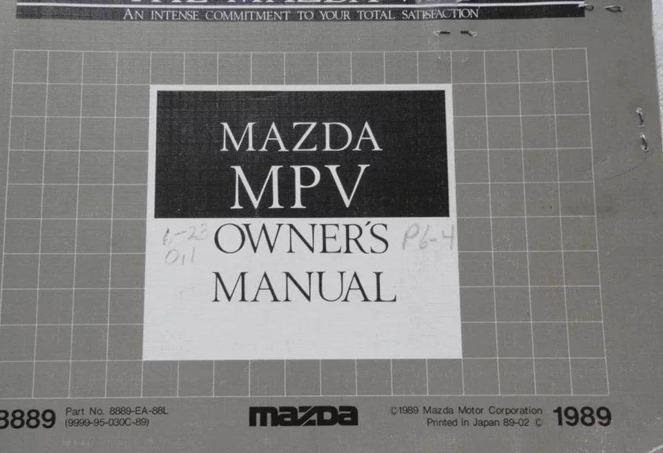 1989 Mazda MPV Propietarios Operadores Manual OEM 9999-95-030C-89 - Imagen 1 de 1
