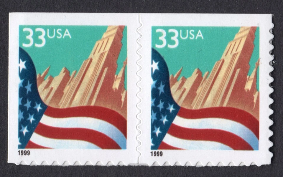 Scott #3278e 33¢ Flag over City Booklet Pair of Stamps - MNH - Image 1 of 1
