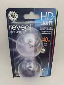 GE Reveal Bulb Clear NOT LED 40 Watt Small CA Base 240 Lumen G16.5 2 Bulbs - Picture 1 of 6