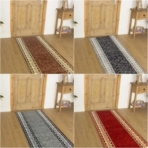 Black Grey Carpet Runner Long Rug for Stair Hallway Corridor Foyer Modern Design - Picture 1 of 13