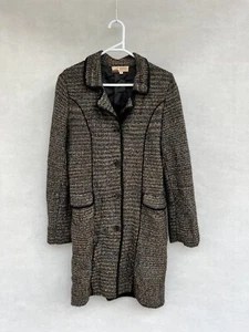☘️ ALPACA DESIGN MILlma Tweed Woven ALPACA long Coat Jacket 10 S - Picture 1 of 4