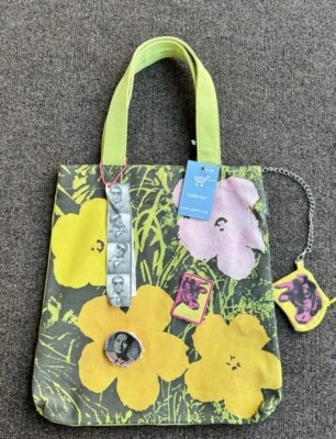 New RARE Loop NYC Andy Warhol Mao Floral Canvas Tote Bag Pin Patches/Coin Pouch - Image 1 of 4