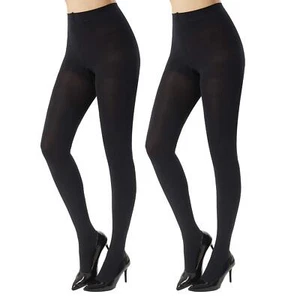 Women's 2 Pairs Super Opaque Tights for Women 120 Denier Control TopBlackMedium - Picture 1 of 9