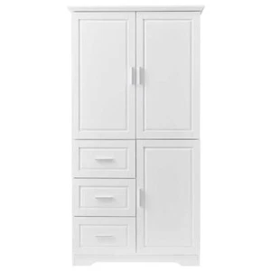 Nestfair Linen Cabinet 32.6"W 3-Drawer/Adjustable Shelves Freestanding MDF White - Picture 1 of 10