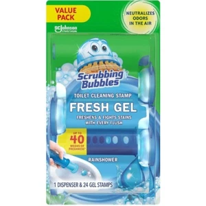 New Scrubbing Bubbles Toilet Cleaning Gel Glade Rainshower (4 refills) 5.36oz - Picture 1 of 8