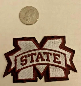 3.5" Mississippi State Bulldogs White & Maroon Sticky Back Patch Very Nice Rare - Picture 1 of 2