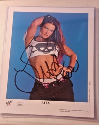 Lita Amy Dumas WWF Original 8x10 Promo Photo Signed Autographed P-661 JSA Cert - Image 1 of 3