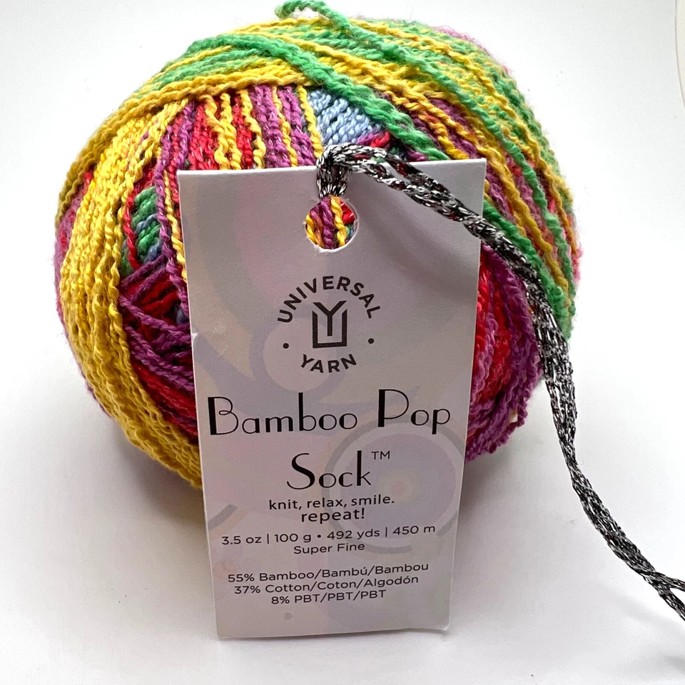 HILO DE CALCETÍN BAMBÚ POP #508 rosa/verde/púrpura - 492 yardas 100 g - bambú/algodón/PBT Foto 1 de 4