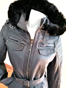 "Maze" Damen Lederjacke, Gr M mit Echtfell, abnehmbare Kapuze - NEU ohne Etikett - Bild 1 von 17