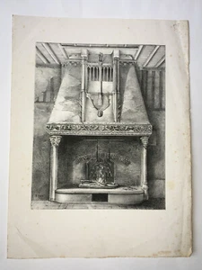 CHEMINEE Lithographie Petit DECORATION Gravure XIX° - Bild 1 von 3
