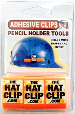 NIFTY CLIPS adhesive PENCIL CLIP HOLDERS hard hat 3 PACK ORANGE tool carpenter craftsman USA