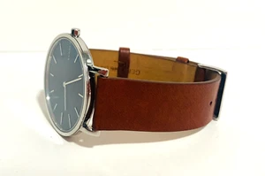 SKAGEN HAGEN SKW6446 BLUE DIAL BROWN LEATHER SLIM MEN'S WATCH 38 MM READ! - Picture 1 of 13