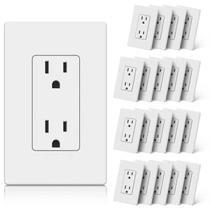 CML 15 Amp Decorator Receptacle Outlet, 20 Pack Standard Electrical Outlet with - Picture 1 of 12
