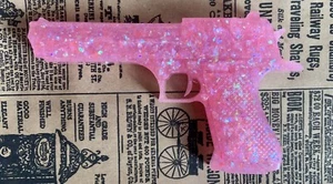 Gun Art Pink Gun Art Objects Desert Eagle Model Gun Faux Gun Girly Glittery Guns - Picture 1 of 5