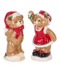 Juego de 2 cocteleras de sal y pimienta de Navidad de oso de peluche Fitz & Floyd Reagan - Imagen 1 de 2