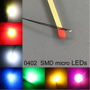 verkabelt 0402 micro SMD LEDs alle Farben Microlitze mini LED 0,5mm - Bild 1 von 3