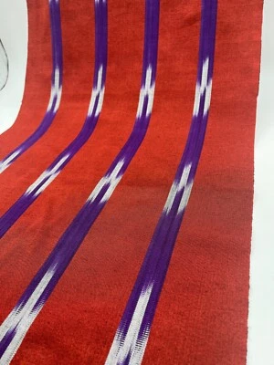 Red Purple Ikat  Striped Luxurious Silk Shantung, By 2 Meters. - Image 1 of 4