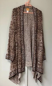 New Ruby Rd. Women’s Size 1X Brown Open Front Cardigan Water Fall Casual - Picture 1 of 21
