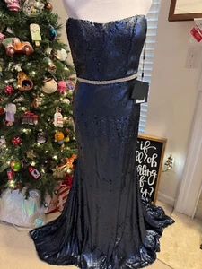 NWT $398 IEENA FOR MAC Duggal Sequined Strapless GOWN STYLE 26980 SIZE 6 - Picture 1 of 14