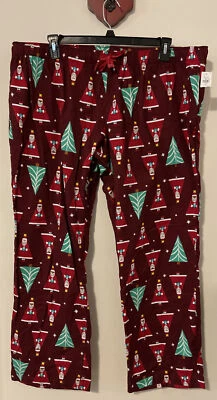 Pantalones de salón Old Navy para mujer 2x Borgoña Papá Noel estampado de Navidad algodón ¡NUEVOS CON ETIQUETAS! A31 Foto 1 de 4