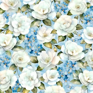 Blue Harmony Large Light Blue Floral Wilmington Prints 44" Wide BTY - Picture 1 of 2