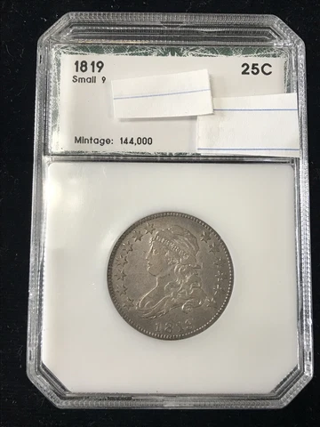 1819 Coin 25 Cents Small 9 Slab Very Fine Circulated Capped Bust Cover
