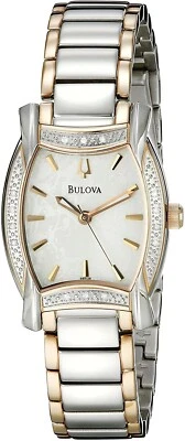 Reloj para mujer Bulova 98R138 14 diamantes esfera blanca mop tono oro rosa y plata Foto 1 de 2