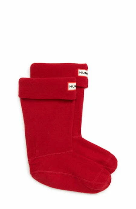 Hunter 0041 Kids Military Red Fleece Welly Boot Socks US Size Large (1-3k)