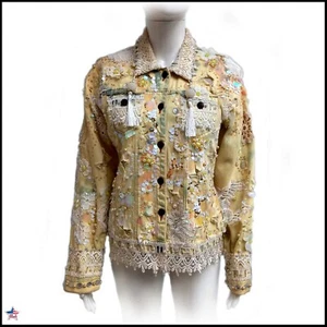 luxury fashion brand italian woman spring jacket embrioidered sequins beads lace - Picture 1 of 24