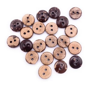 10mm Natural Coconut Shell Buttons Tiny Great For Baby Cardigans Brown 2 hole - Picture 1 of 15