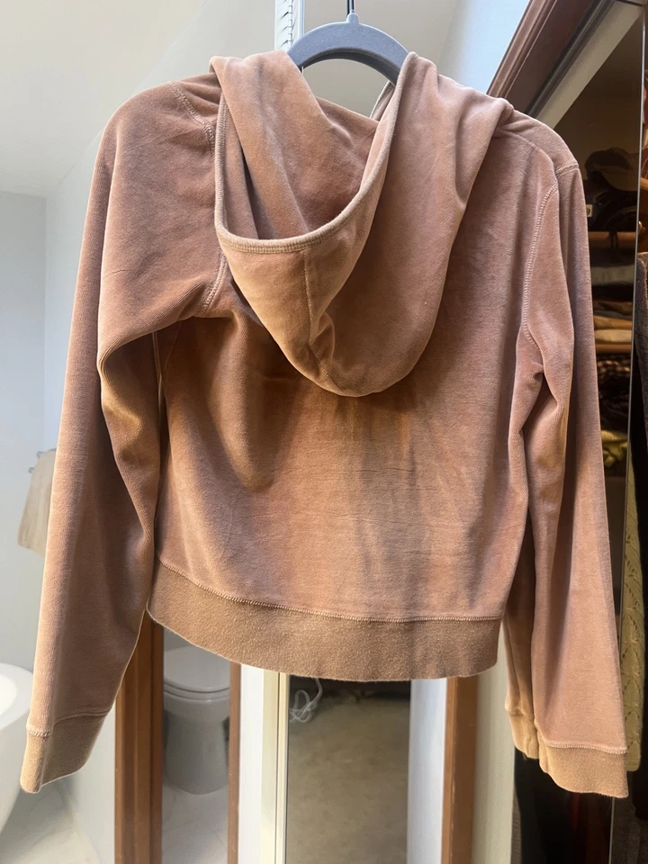 Sudadera con capucha Rampage para mujer talla M marrón terciopelo cremallera completa manga larga años 70 nueva sin etiquetas Foto 1 de 1