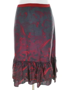 Turnover Size 38 Grey Midi Flared Skirt Viscose 100% Frill - Picture 1 of 5