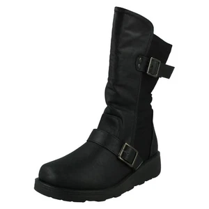 DAMEN SPOT ON F4R475 SCHWARZ WEIT GESCHNITTEN HALBHOHE STIEFEL - Bild 1 von 9