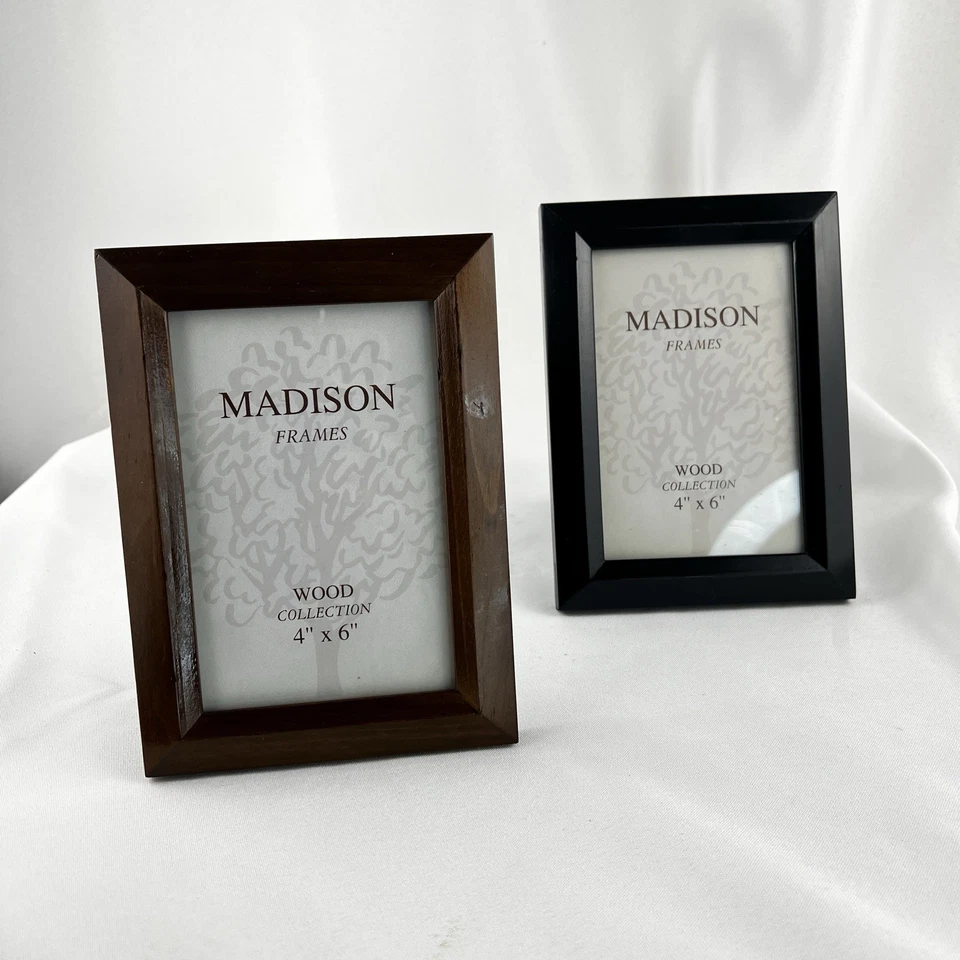 Madison Rustic Wooden Picture Frames 4x6 with Real Glass – Pack of 2 - Image 1 of 4