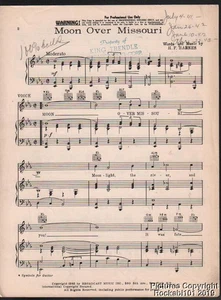 1941 H.F. Barnes Professional Use Only Sheet Music - Moon Over Missouri - Picture 1 of 1