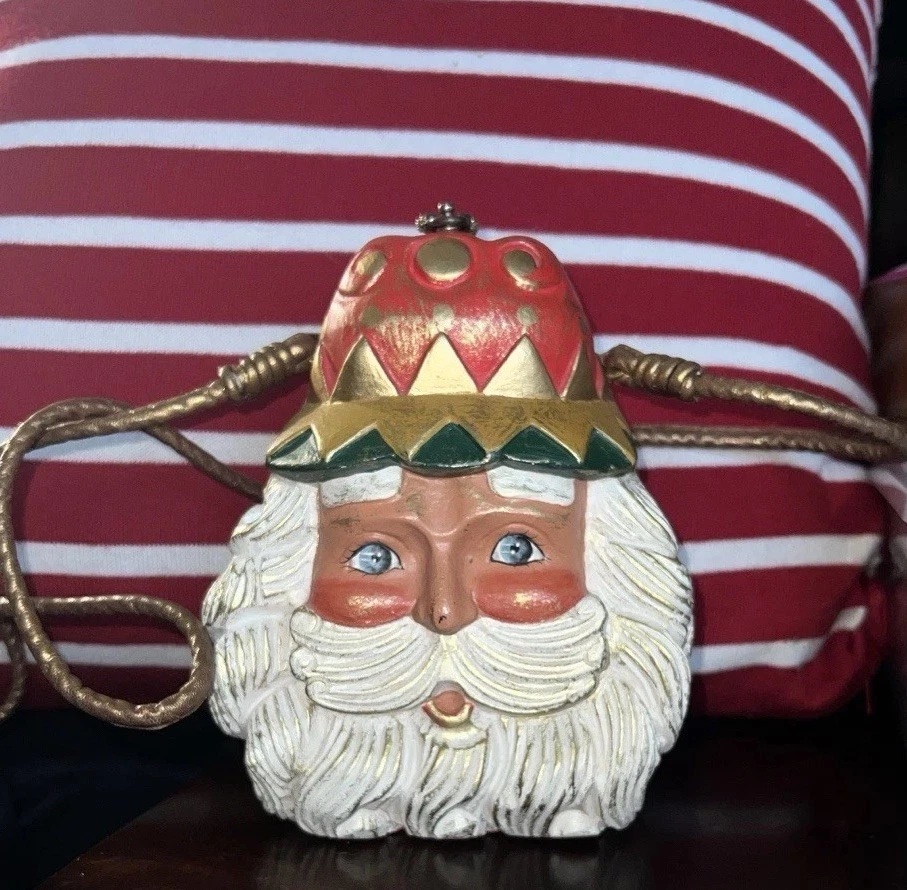 TIMMY WOODS サンタクロースの顔　バッグ Timmy Woods Beverly Hills Wood Carved Santa Claus Face Purse