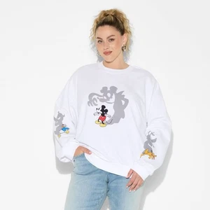 Mickey & Friends grafisches Damen-Sweatshirt Schatten – weiß Übergröße 3X - Bild 1 von 13