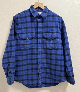 Filson camicia uomo blu medio nero quadri bottoni flanella outdoor lavoro - Foto 1 di 14