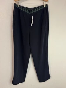 Ann Taylor Pants Tuxedo Navy Blue Preppy Waistband Stretch Pull On M Pockets New - Picture 1 of 9