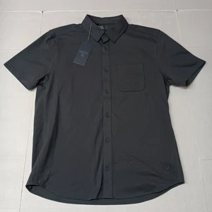 Camisa VRST Para Hombre Tejida Refinada Abotonada SS Para Hombre Talla M Mediana Gráfica Carbón - Imagen 1 de 8