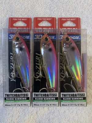 (LOTE DE 3) YO-ZURI 3D INSHORE TWITCHBAIT 90 mm 3-1/2" 9/16oz GRÁFICO DE PRATA ROSA. - Imagem 1 de 3