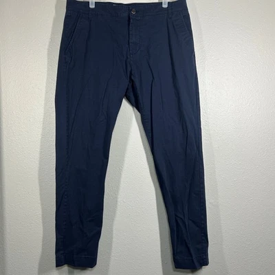 Pantalones Sastre Vintage Para Hombre 34x30 Calce Ajustado Azul Marino 98% Algodón 2% Spandex Chino Informal Foto 1 de 4