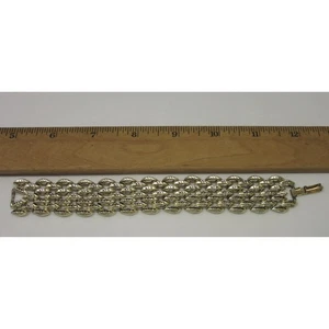 Bracciale vintage Coro Link foglie tono oro circa 6-1/2" firmato - Foto 1 di 5